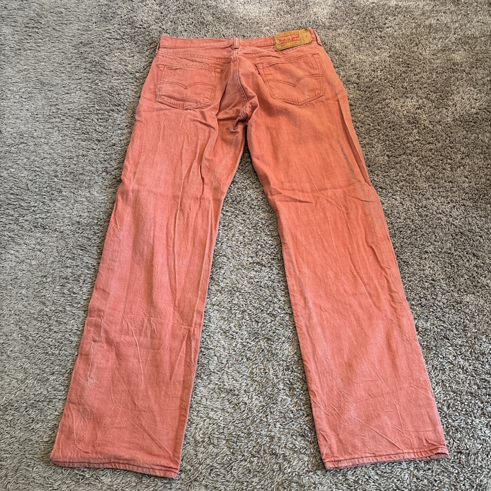 Levis 501 Original White Oak Cone Denim Jeans Mens 36x34 Coral Button Fly 34x32 - Picture 4 of 7